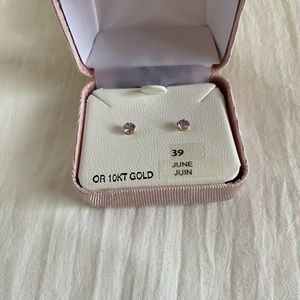10 karat gold June light purple birthstone earrings